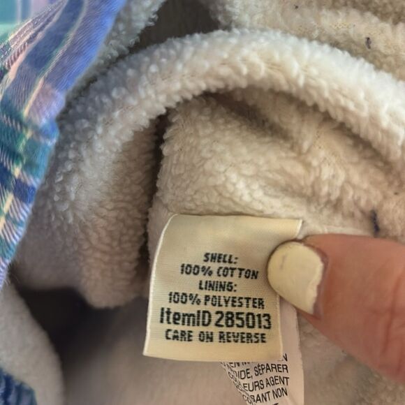 L.L. Bean Women Fleece-Lined Flannel Shirt, Snap-Front Plaid size large red EUC - Picture 7 of 11